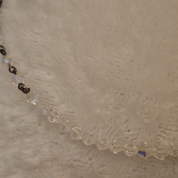 Vintage Aurora Borealis Crystal Bicone Choker Formal Bridal Necklace - Picture 7 of 8